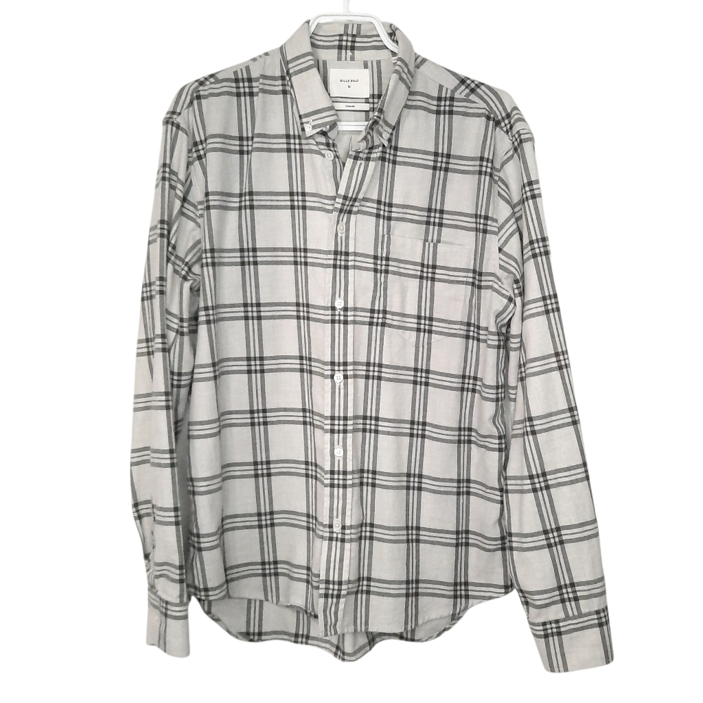 Billy Reid Plaid Button Down Shirt Cotton Long Sleeve Mens Size M Standard Fit
